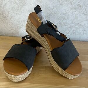 Goserce Black Espadrille Platform Sandals Size 9 NIB